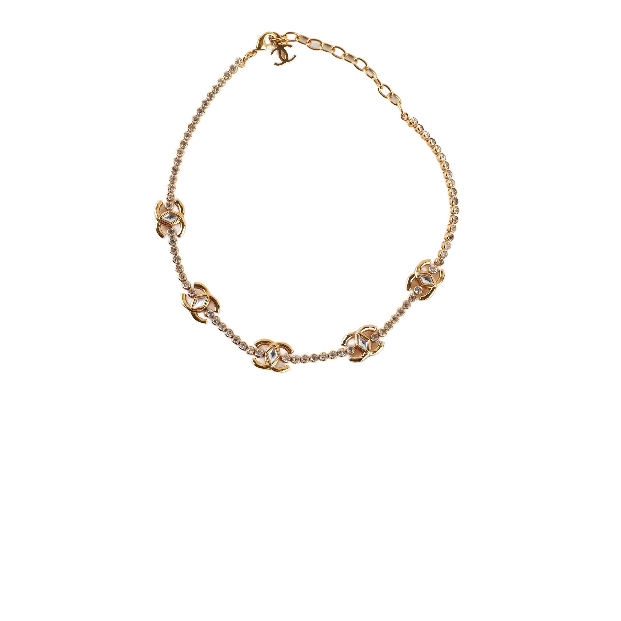 Chanel Gold Gem Logo Chocker Costume Jewellery