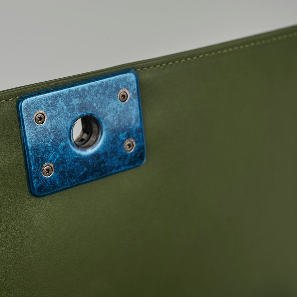 Chanel Old Medium Boy Lambskin Oilve Green