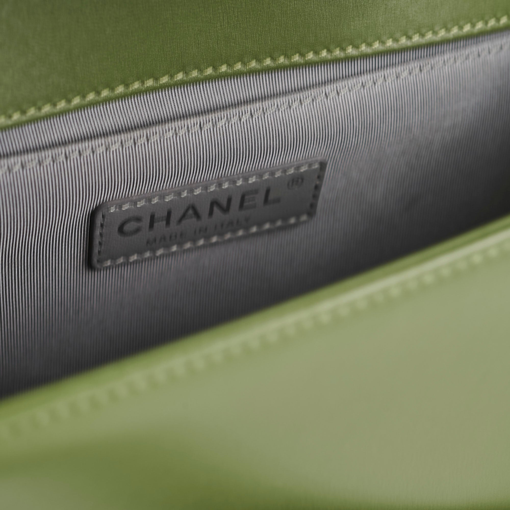 Chanel Old Medium Boy Lambskin Oilve Green