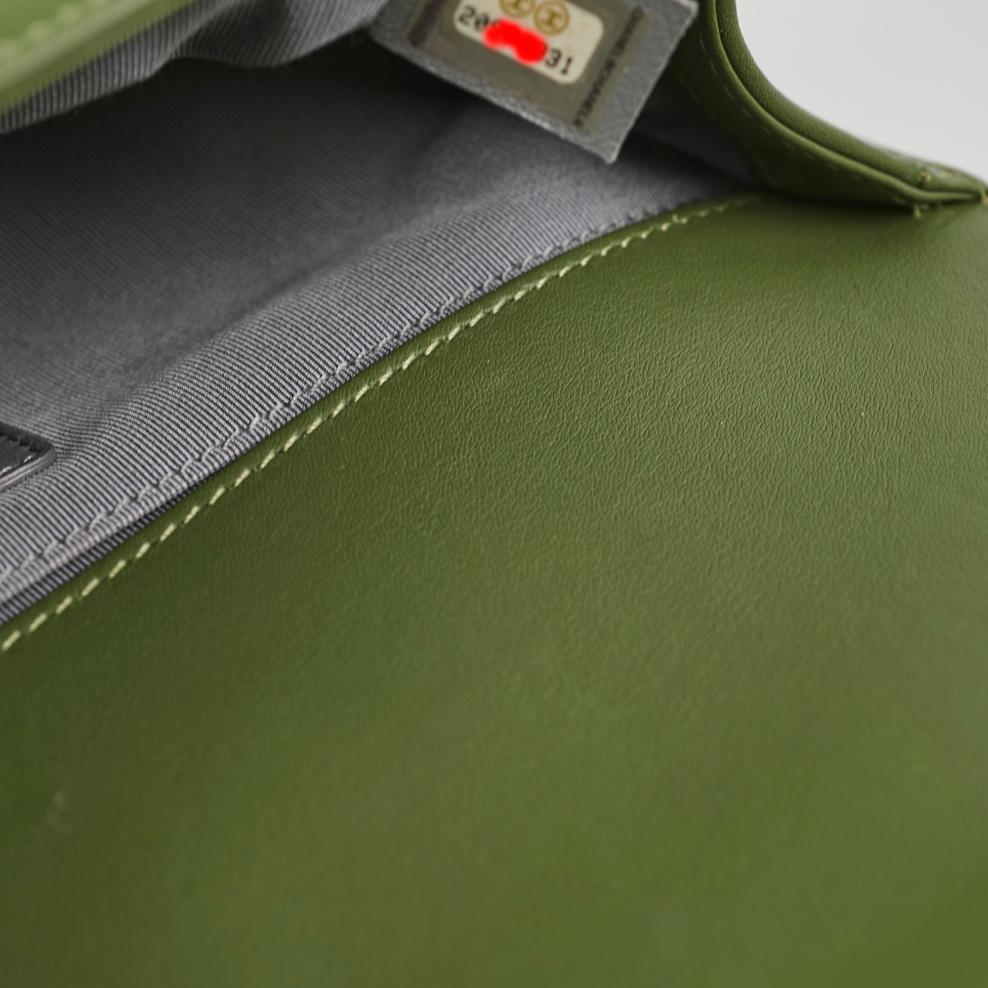 Chanel Old Medium Boy Lambskin Oilve Green