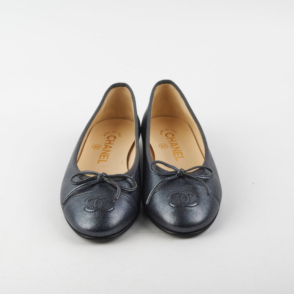 Chanel Ballet Flap Metallic Blue Size 34.5