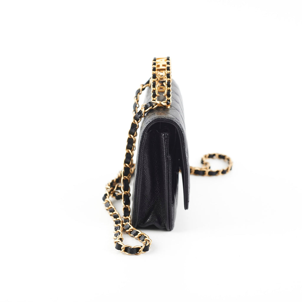 Chanel Wallet On Chain Top Handle Caviar Black