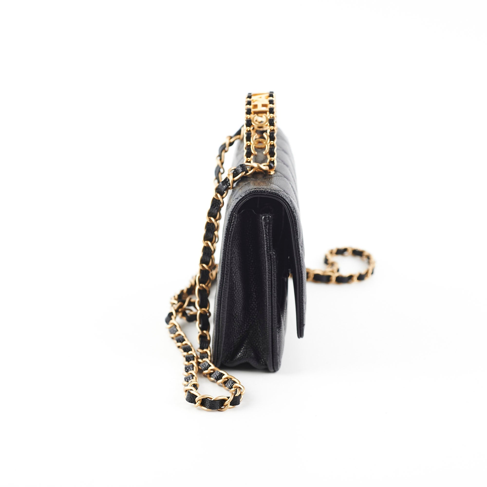 Chanel Wallet On Chain Top Handle Caviar Black
