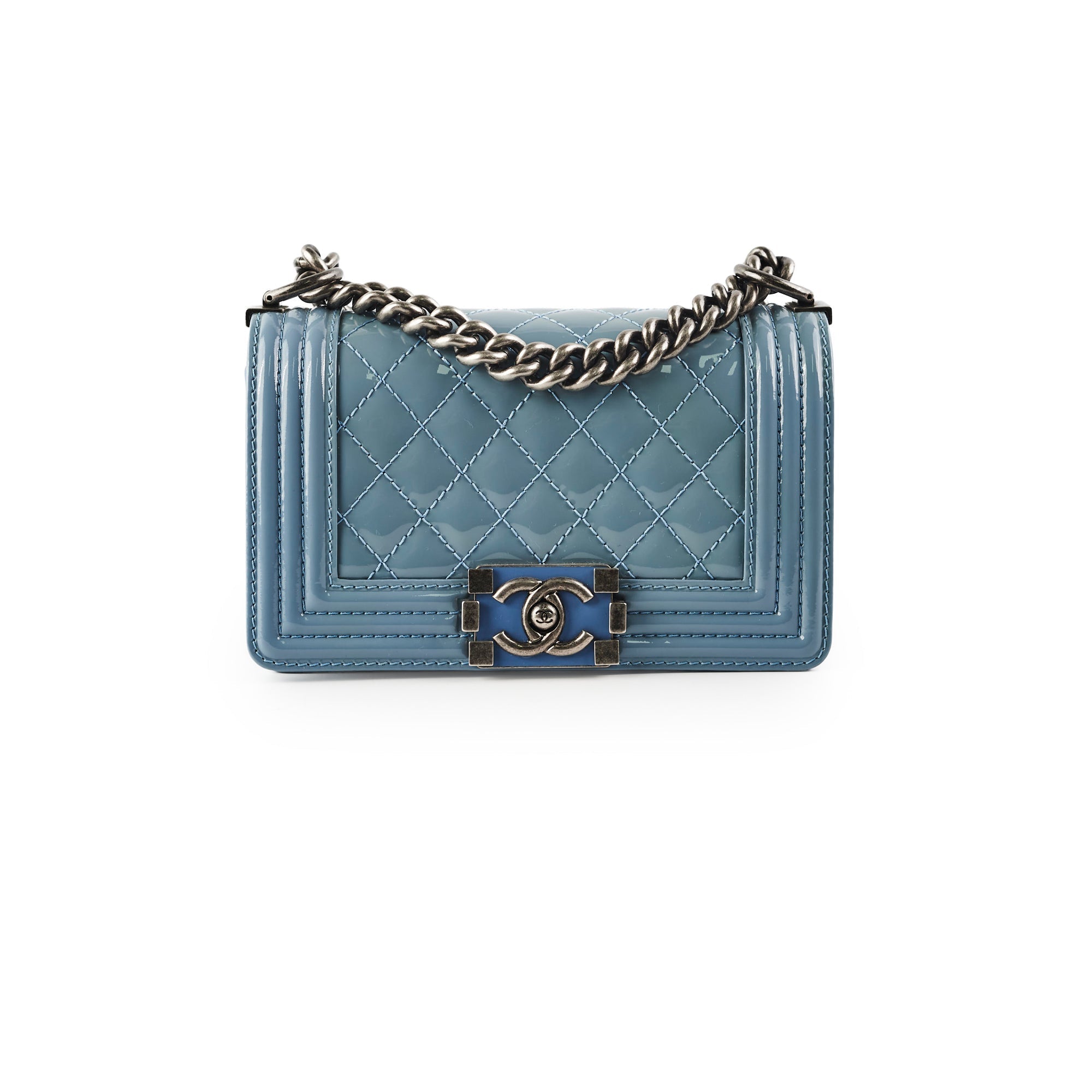 Chanel Small Boy Patent Blue