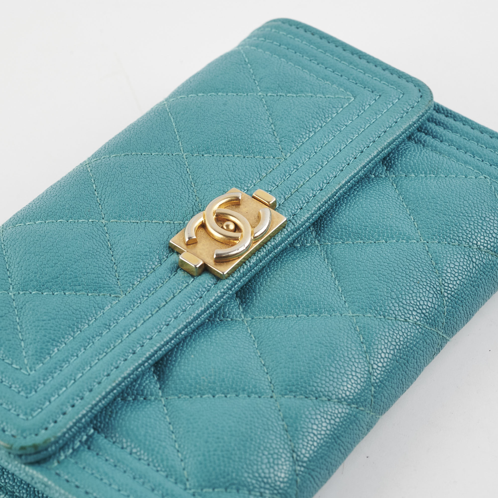 Chanel Boy Caviar Turquoise 28 Series