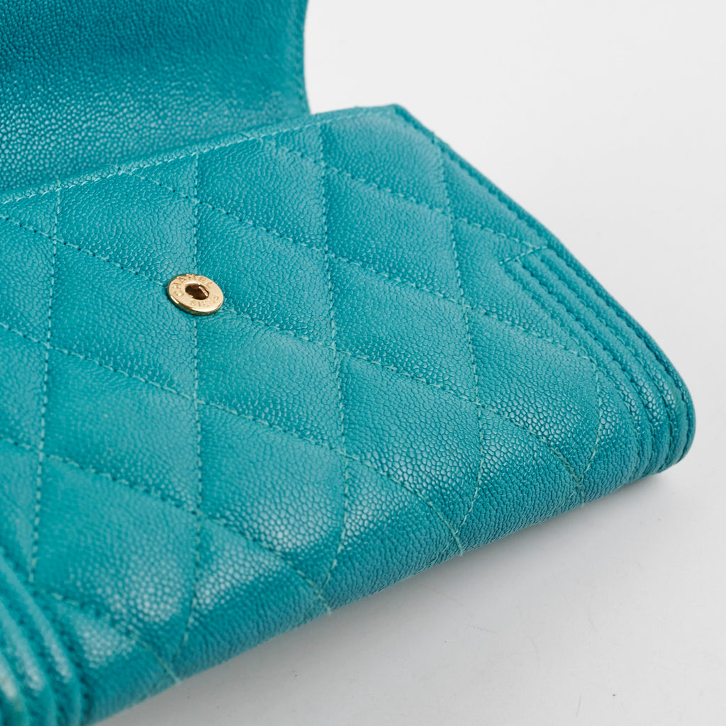 Chanel Boy Caviar Turquoise 28 Series
