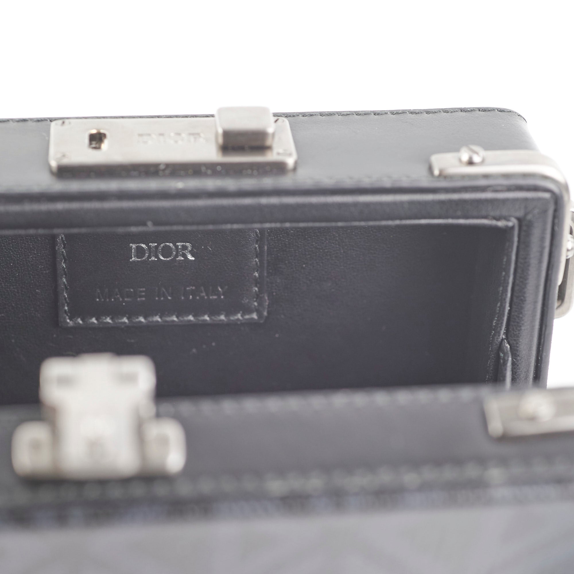 Christian Dior Mini Lock Canvas Crossbody Bag Black/Blue
