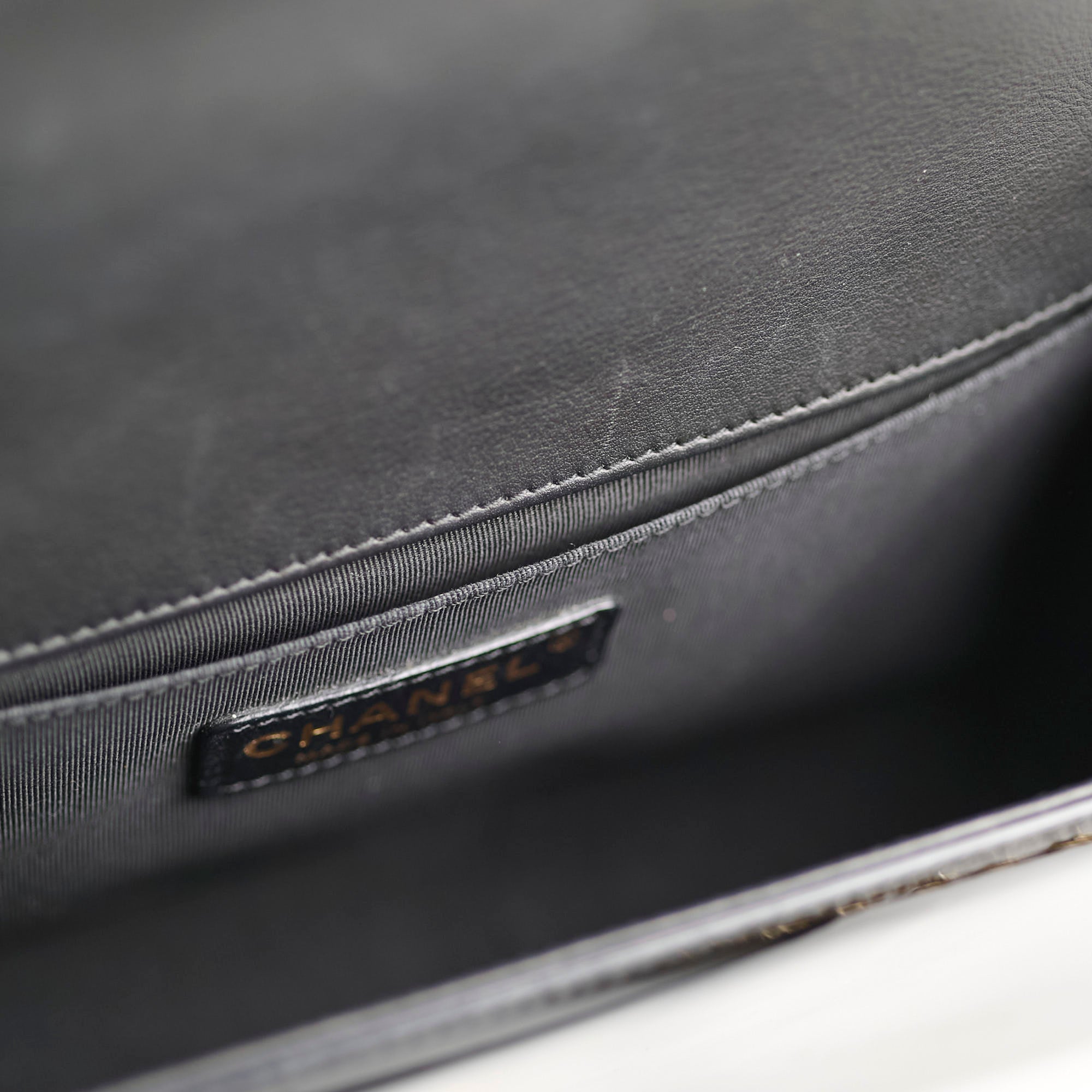 Chanel Old Medium Boy Bag Black Patent