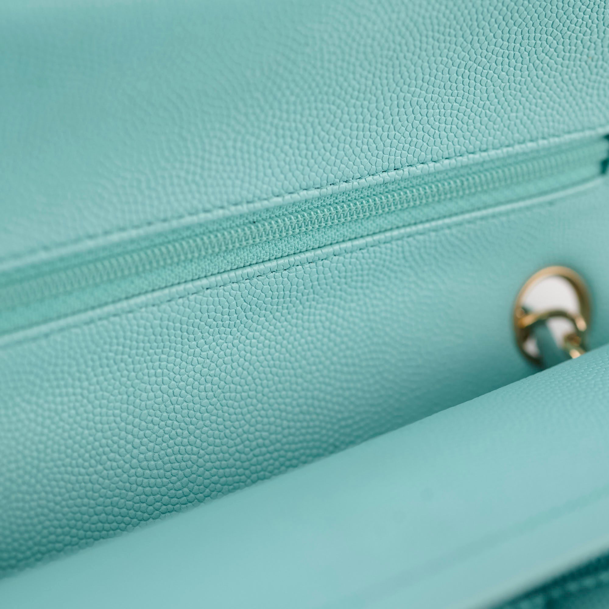 Chanel Small Classic Double Flap Bag Caviar Tiffany Blue 2019