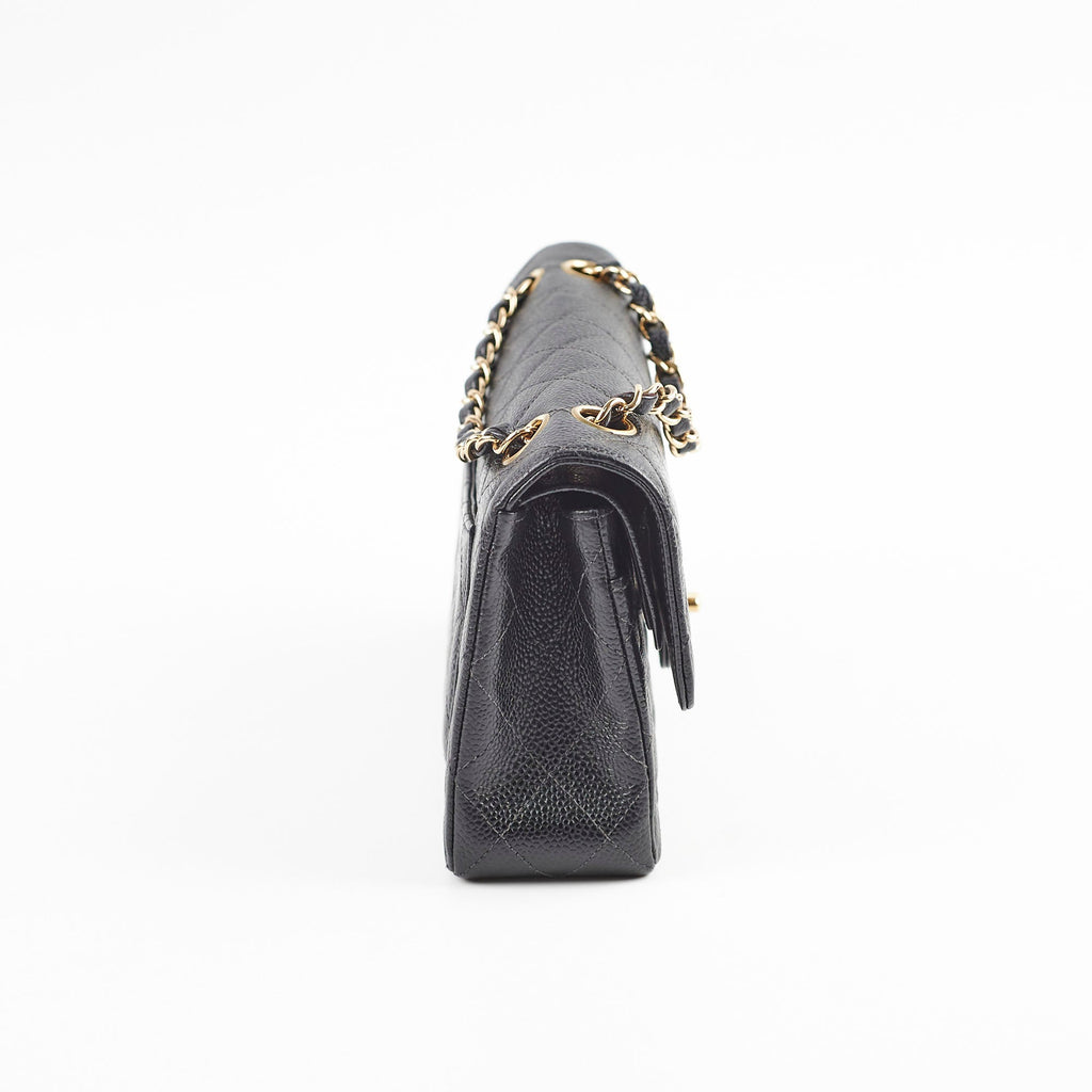 Chanel Vintage Small Caviar Classic Flap Black 24k Gold Plating 7 Series
