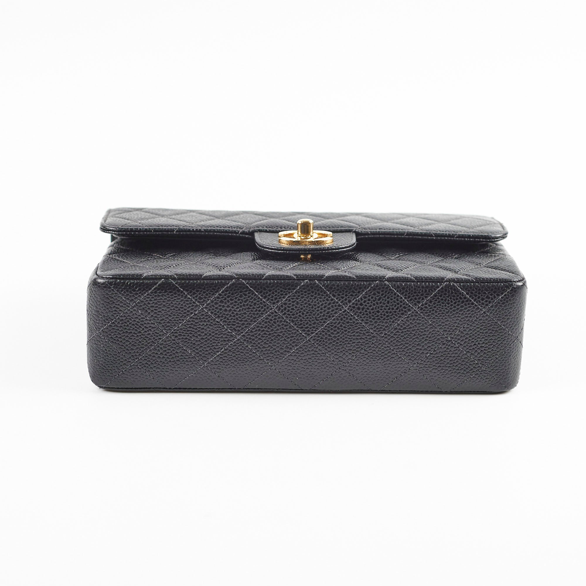 Chanel Vintage Small Caviar Classic Flap Black 24k Gold Plating 7 Series