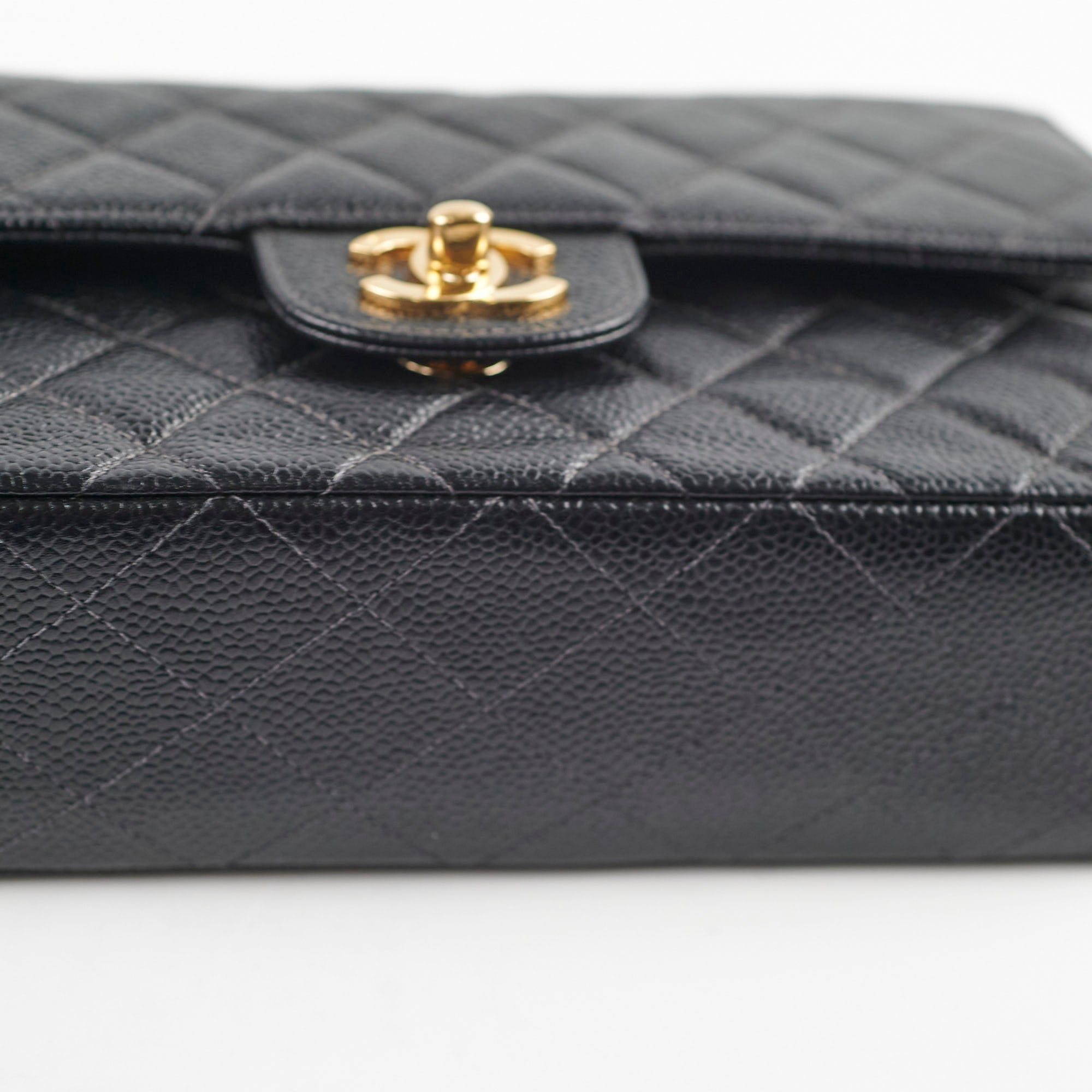 Chanel Vintage Small Caviar Classic Flap Black 24k Gold Plating 7 Series