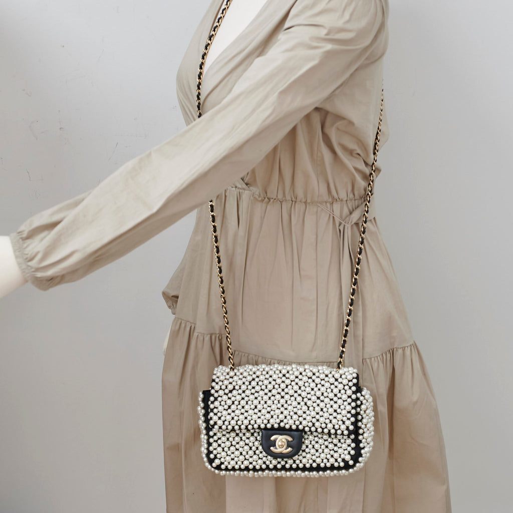 Chanel Pearl Mini Rectangular Bag Black 27 Series
