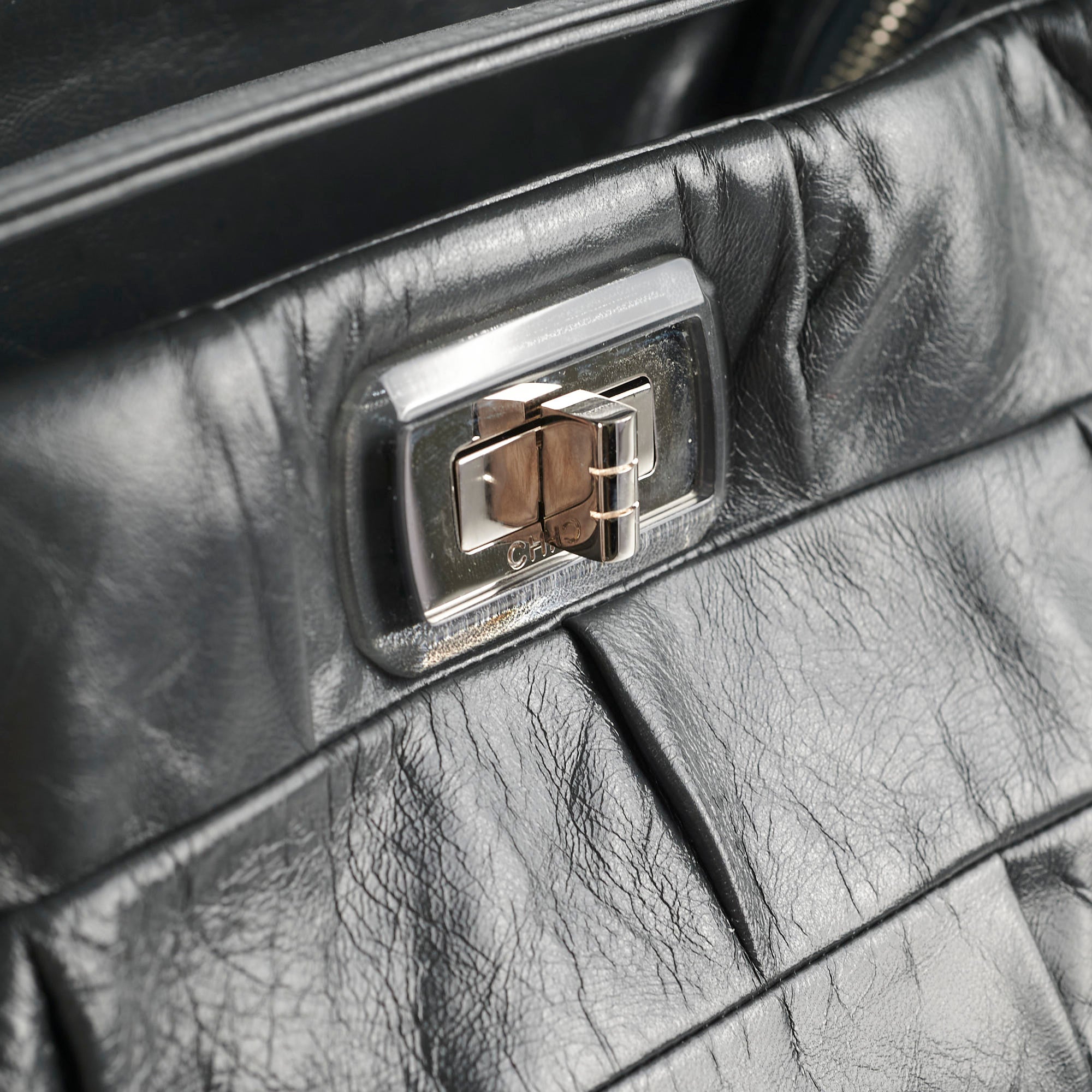Chanel Igloo Accordian Tote Lambskin Dark Grey