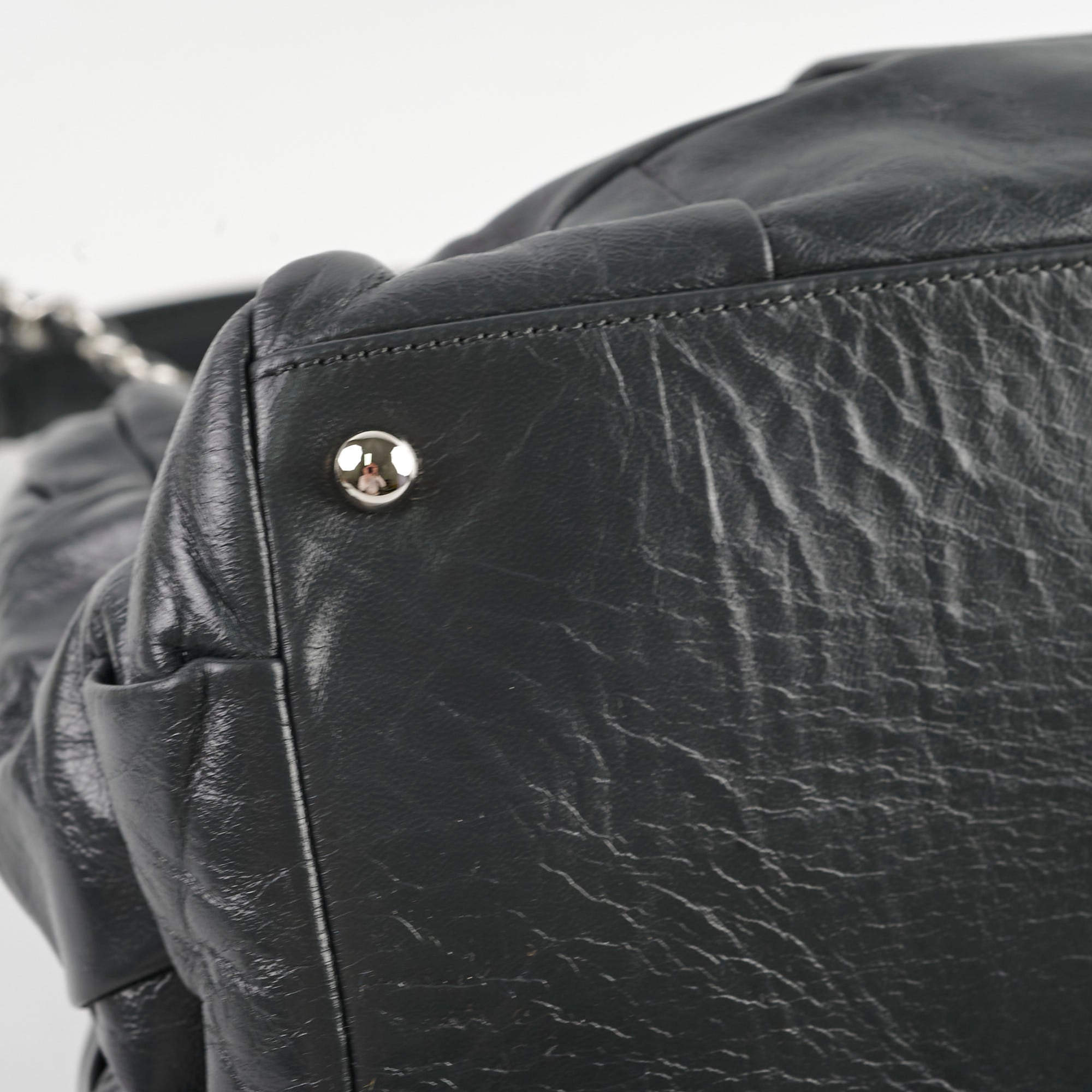 Chanel Igloo Accordian Tote Lambskin Dark Grey