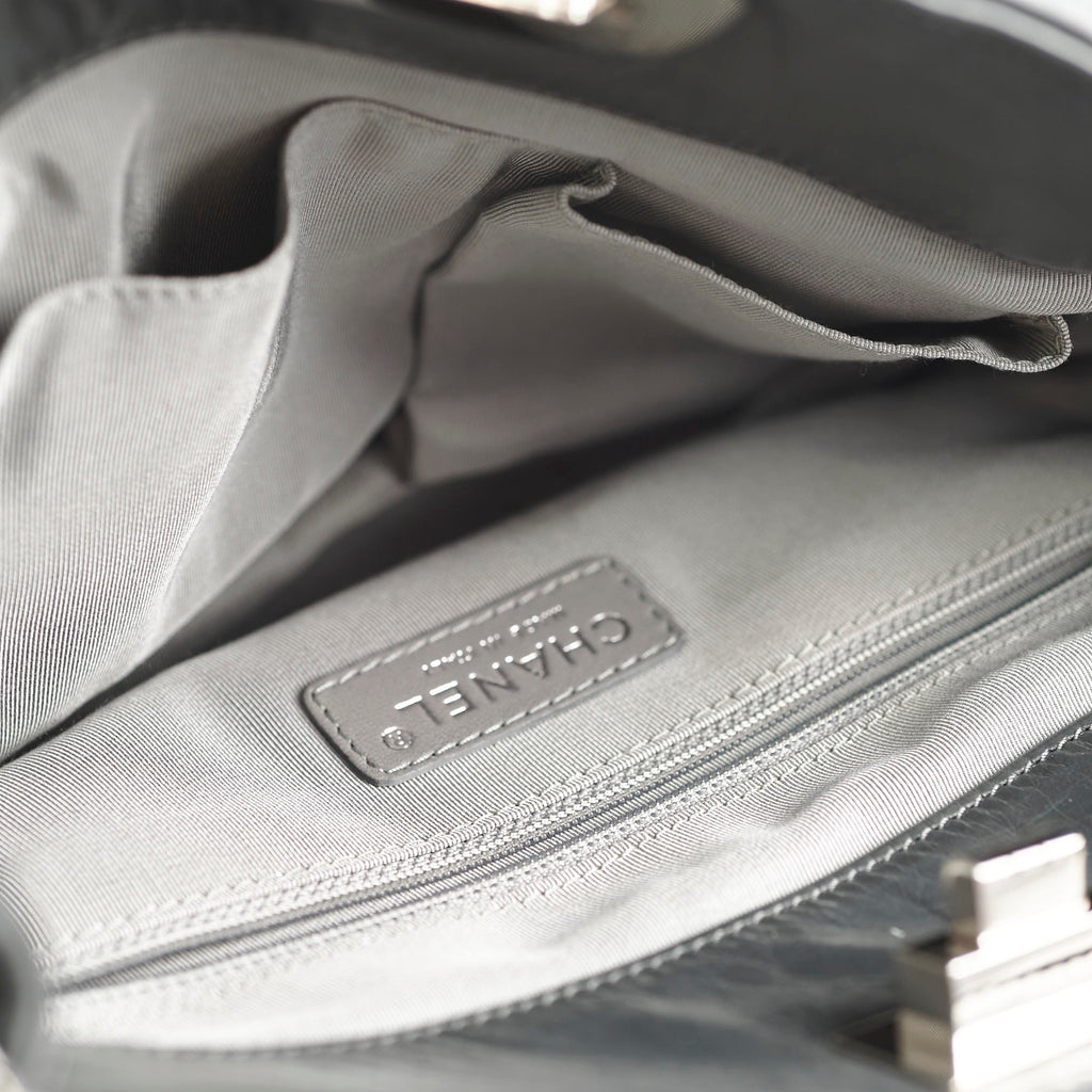 Chanel Igloo Accordian Tote Lambskin Dark Grey