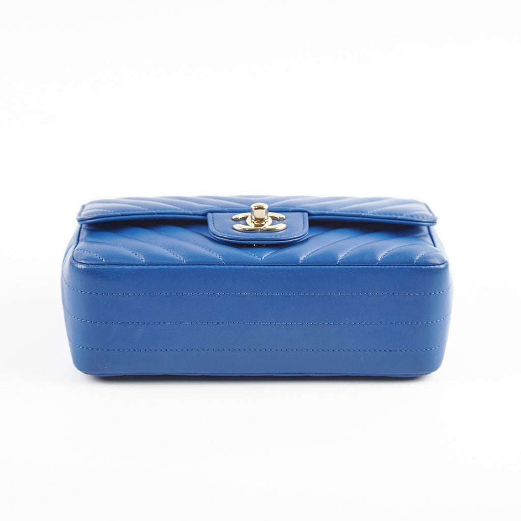 Chanel Mini Rectangular Classic Chevron Lambskin Blue 27 series