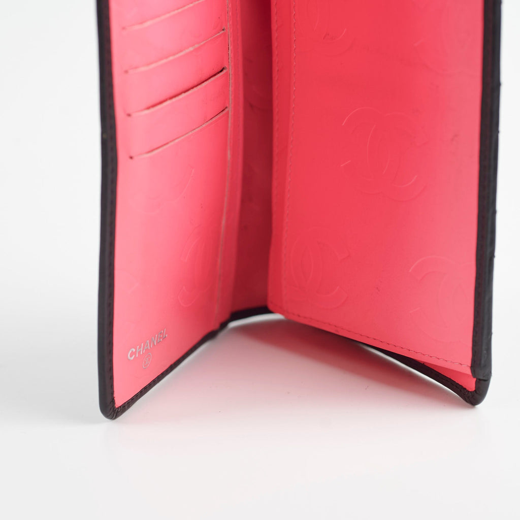 Chanel Cambon Long Flap Wallet Calfskin Black/Pink