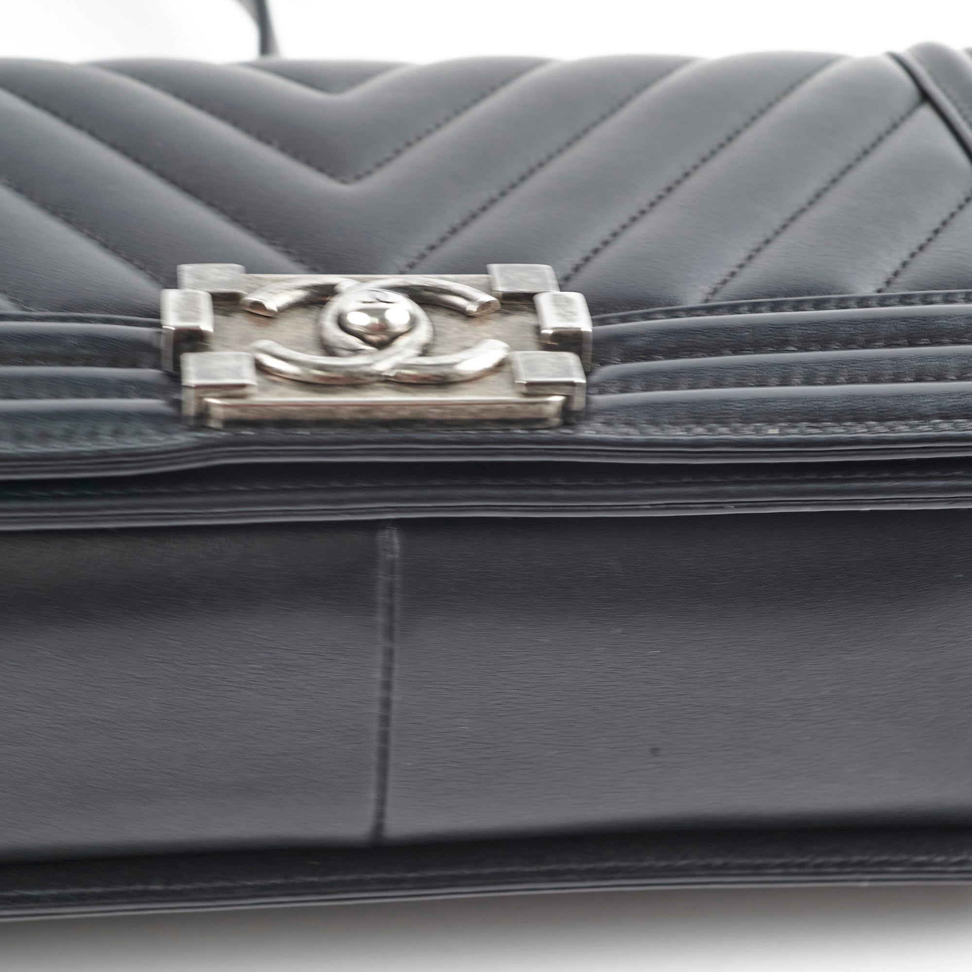 Chanel Old Medium Boy Chevron Lambskin Black