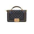 Chanel Boy Top Handle Small Black Lambskin Microchip