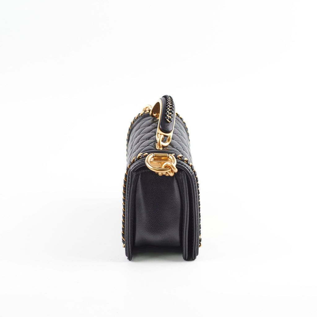 Chanel Boy Top Handle Small Black Lambskin Microchip