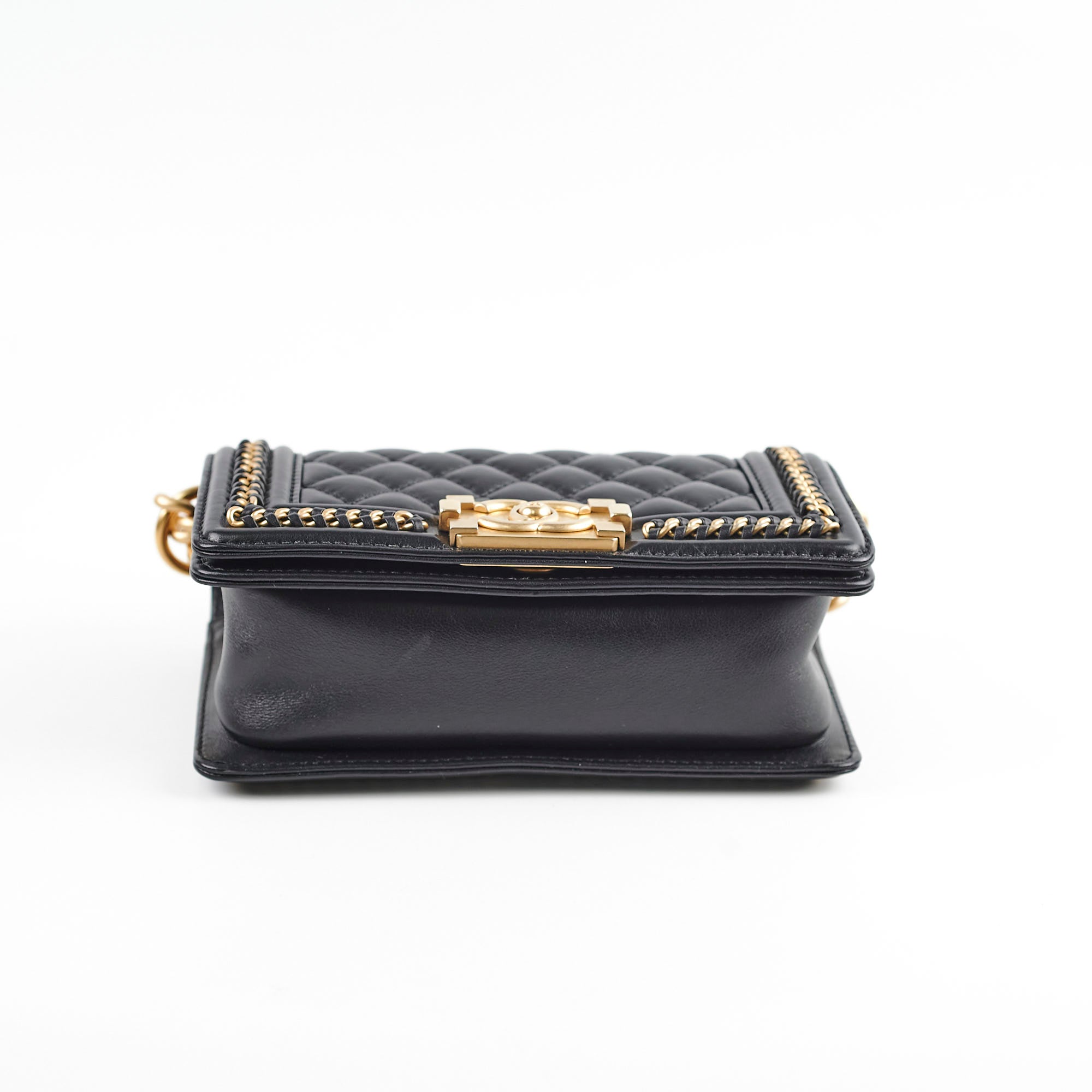 Chanel Boy Top Handle Small Black Lambskin Microchip