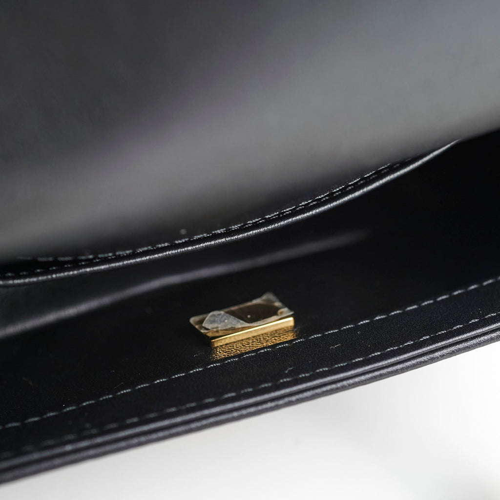 Chanel Boy Top Handle Small Black Lambskin Microchip