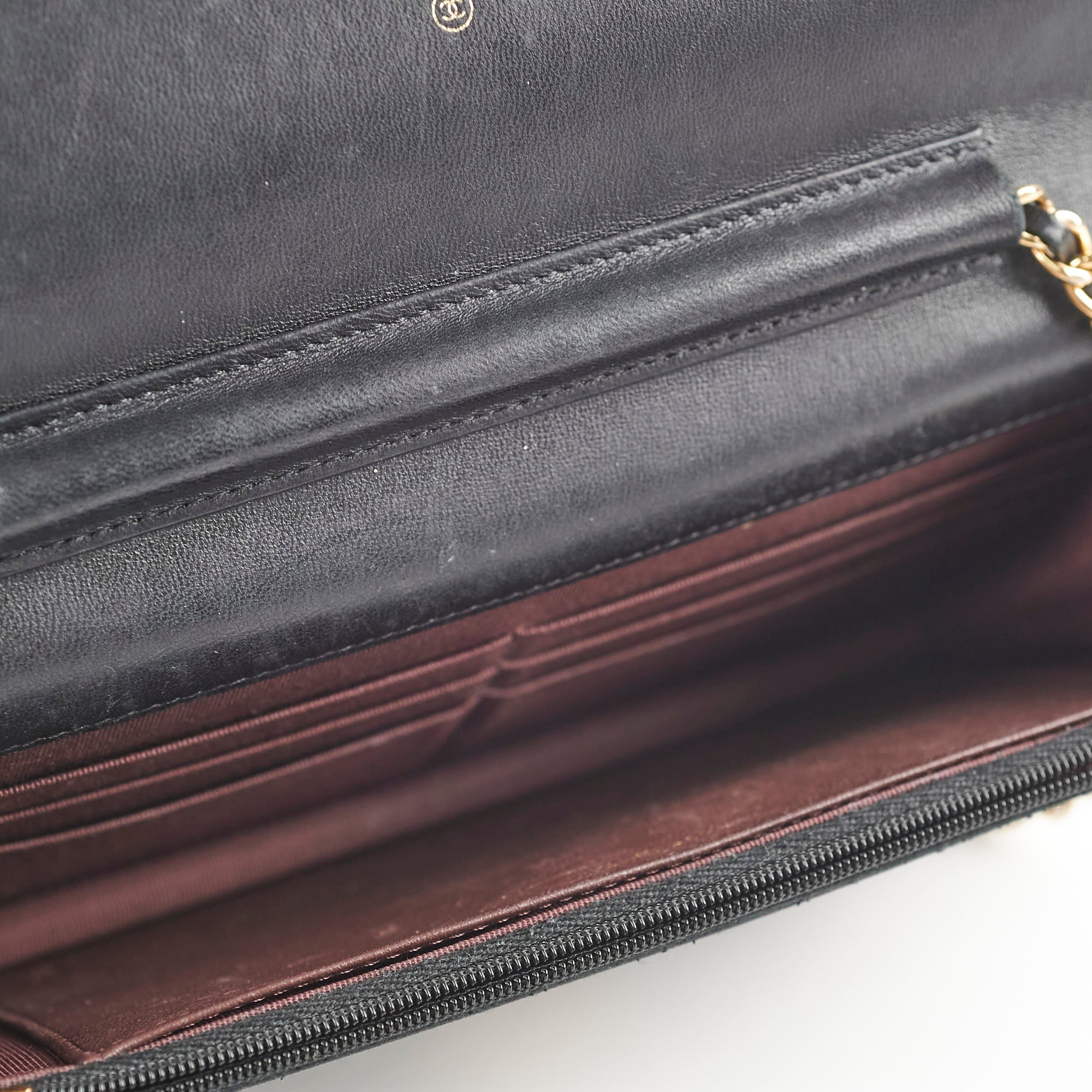Chanel Lambskin Black Wallet On Chain WOC Gold