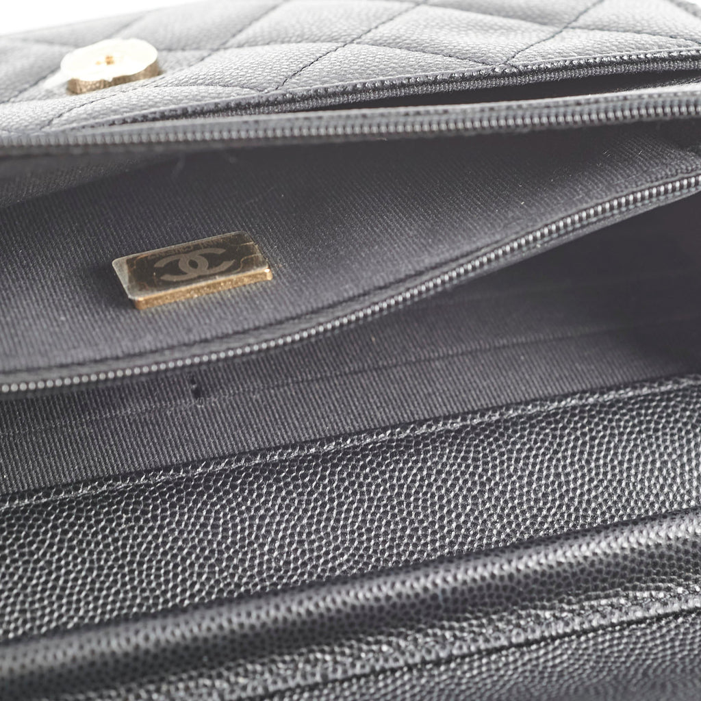 Chanel Caviar Wallet On Chain WOC Black Microchipped