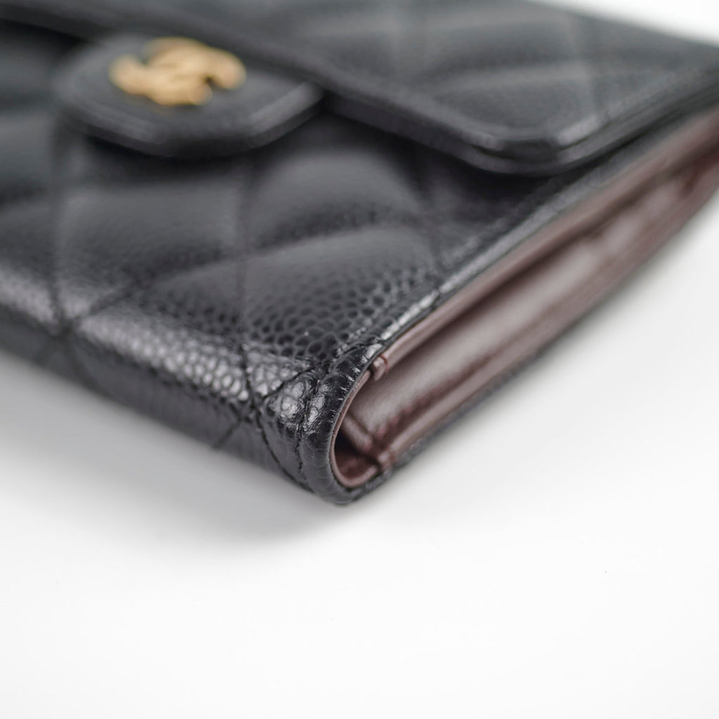 Chanel Fold Caviar Black Wallet