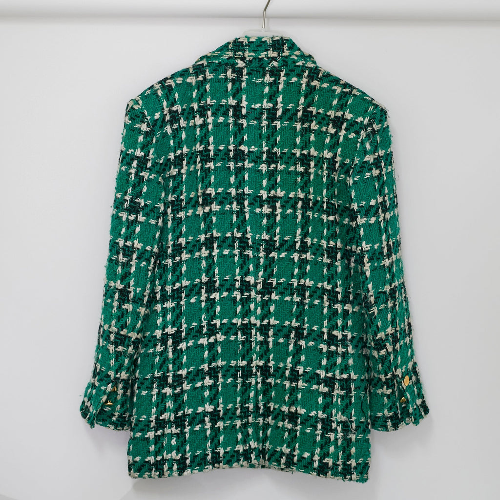 Chanel Green Tweed Jacket and Skirt Set Size 40