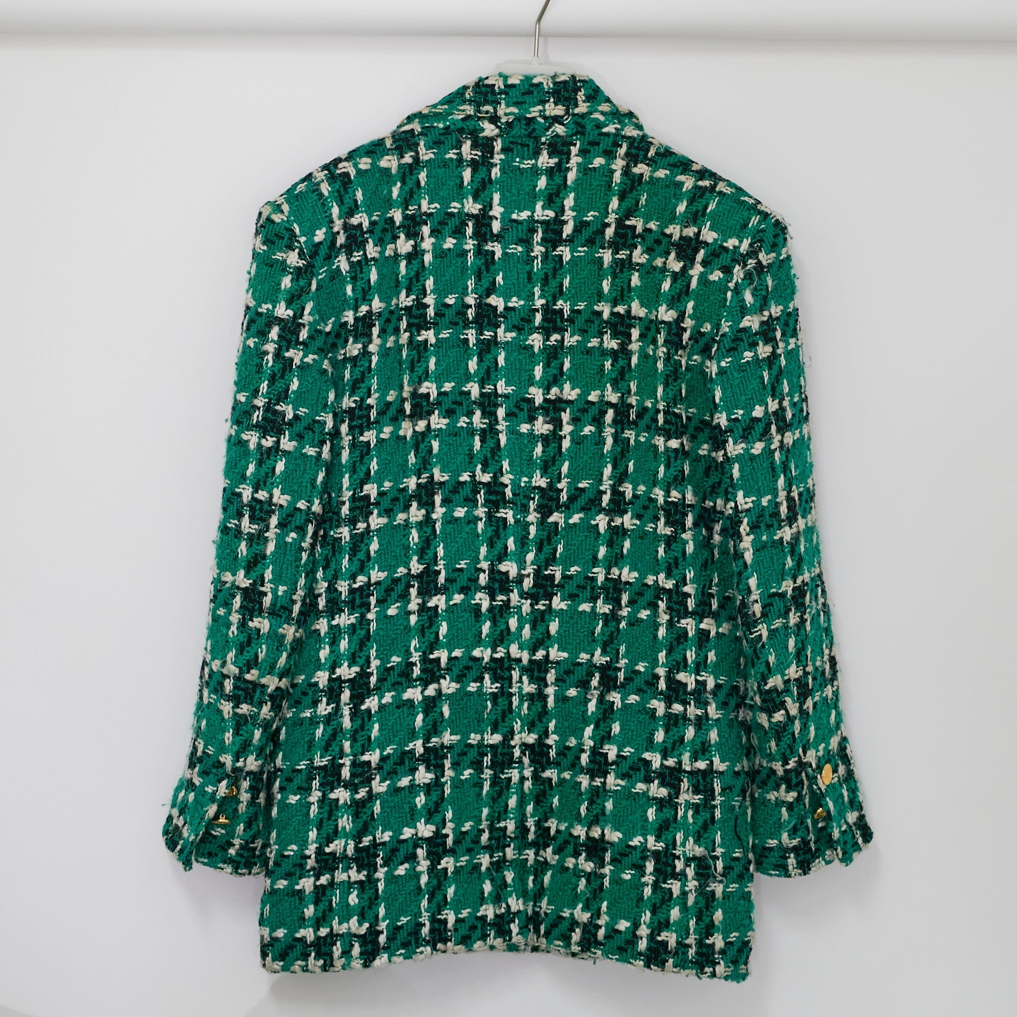 Chanel Green Tweed Jacket and Skirt Set Size 40