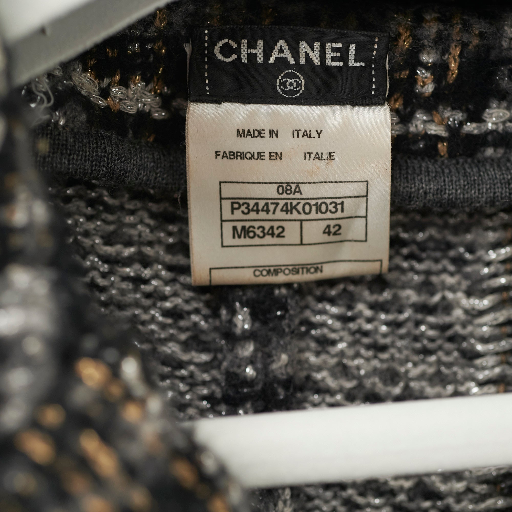 Chanel Grey Knit Coat Size 42