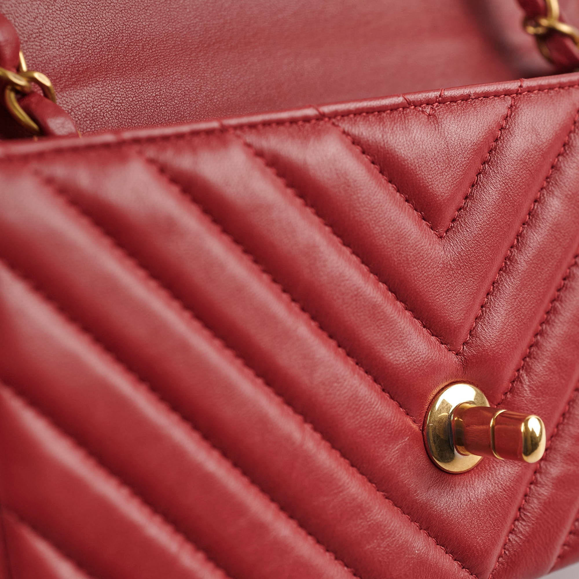 Chanel Mini Rectangular Chevron Lambskin Red 21 Series