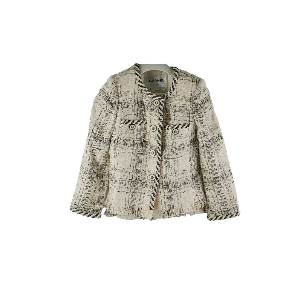 Chanel White Tweed Jacket Size 34