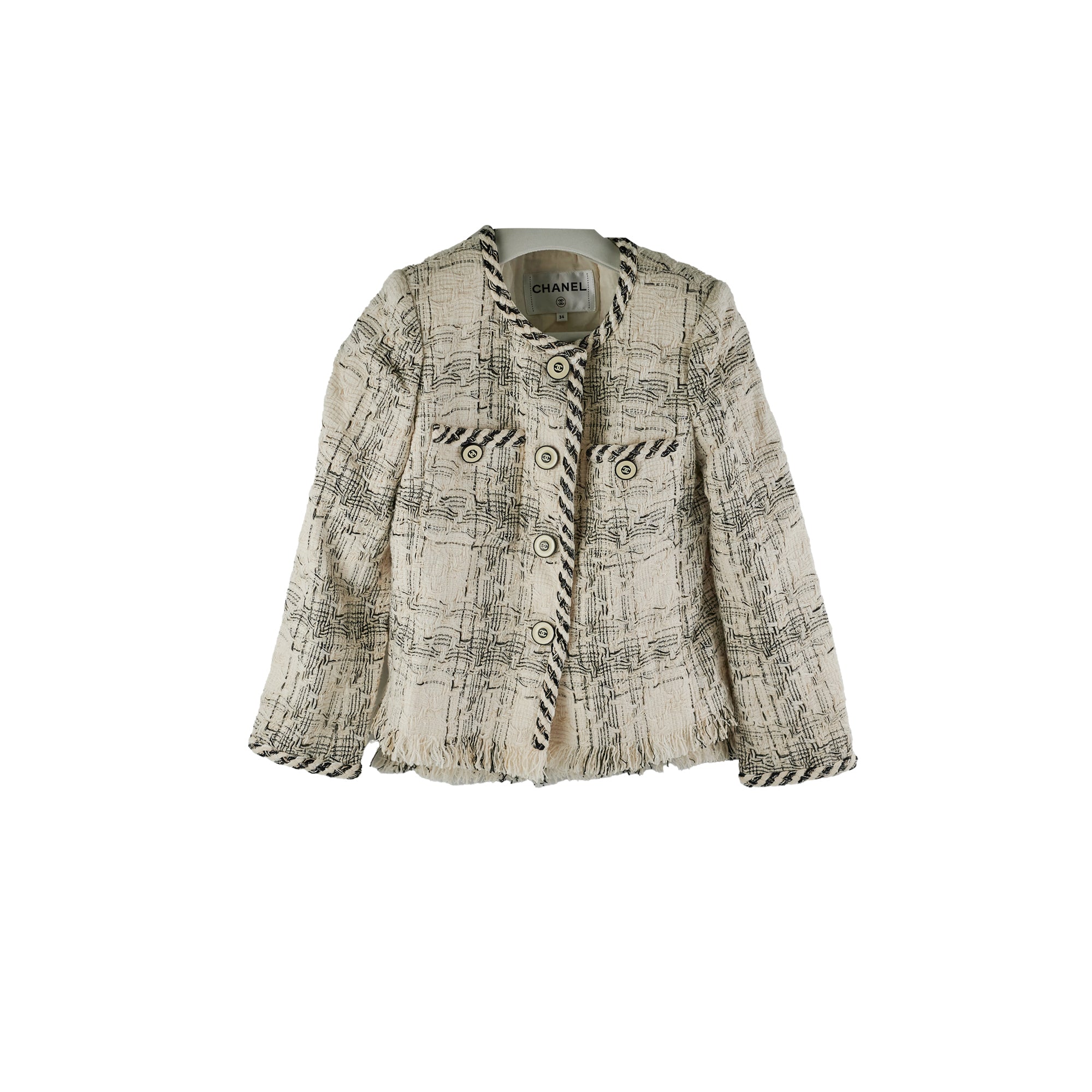 Chanel White Tweed Jacket Size 34