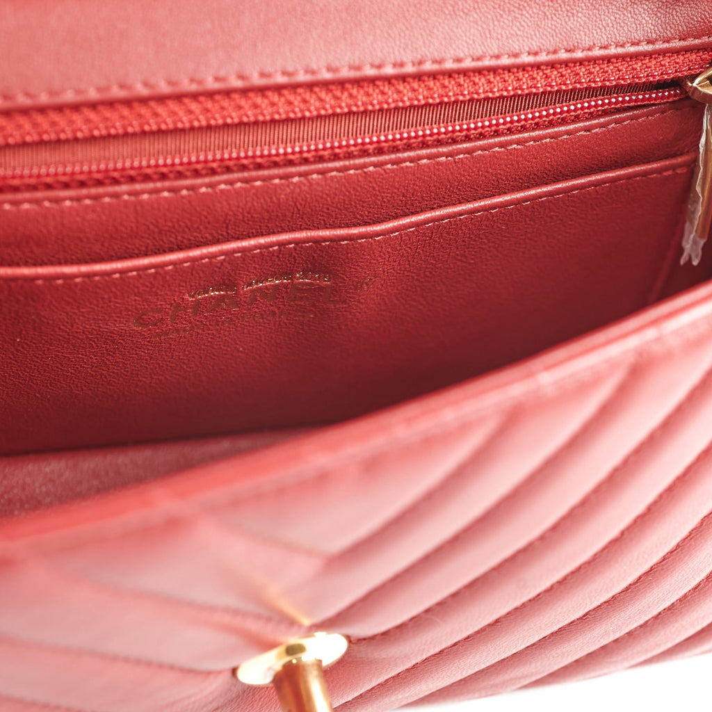 Chanel Mini Rectangular Chevron Lambskin Red 21 Series