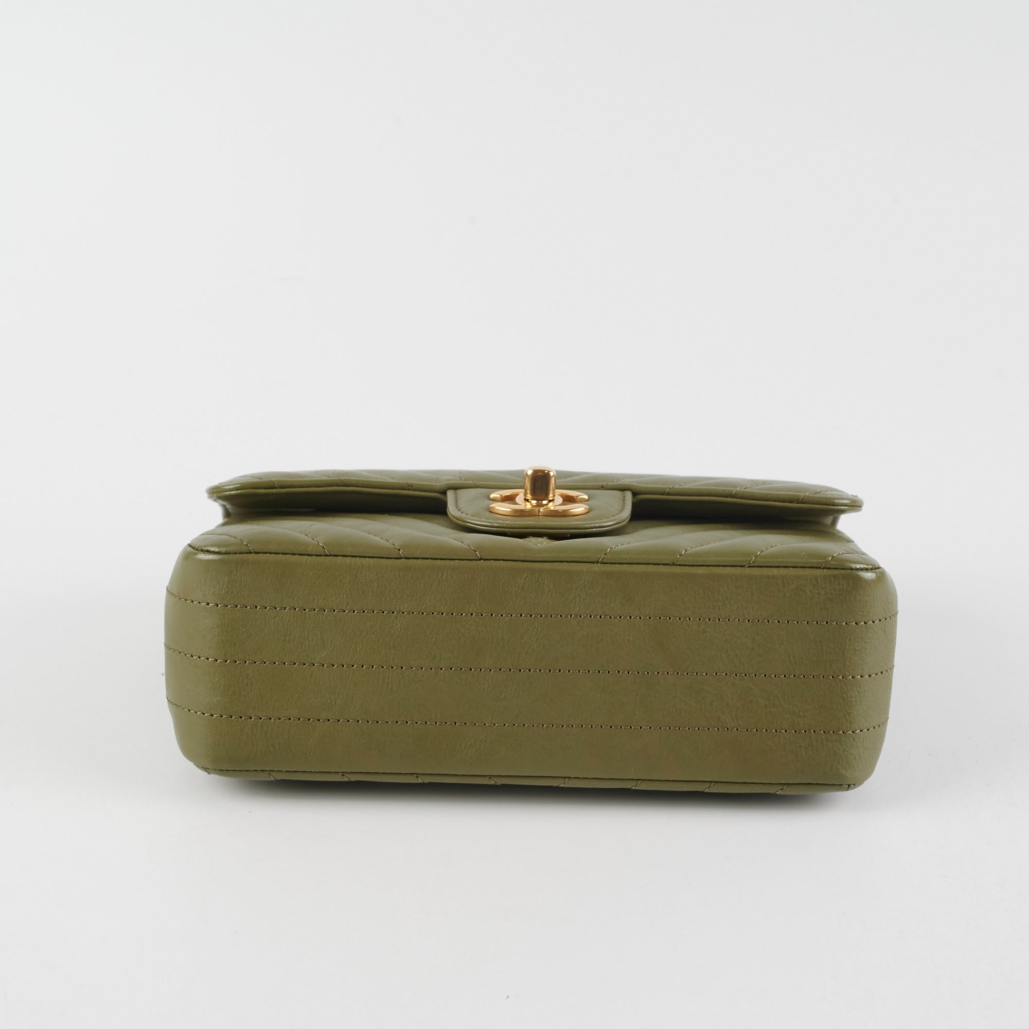 ITEM 27 - Chanel Mini Rectangular Cuba Chevron Bag Khaki