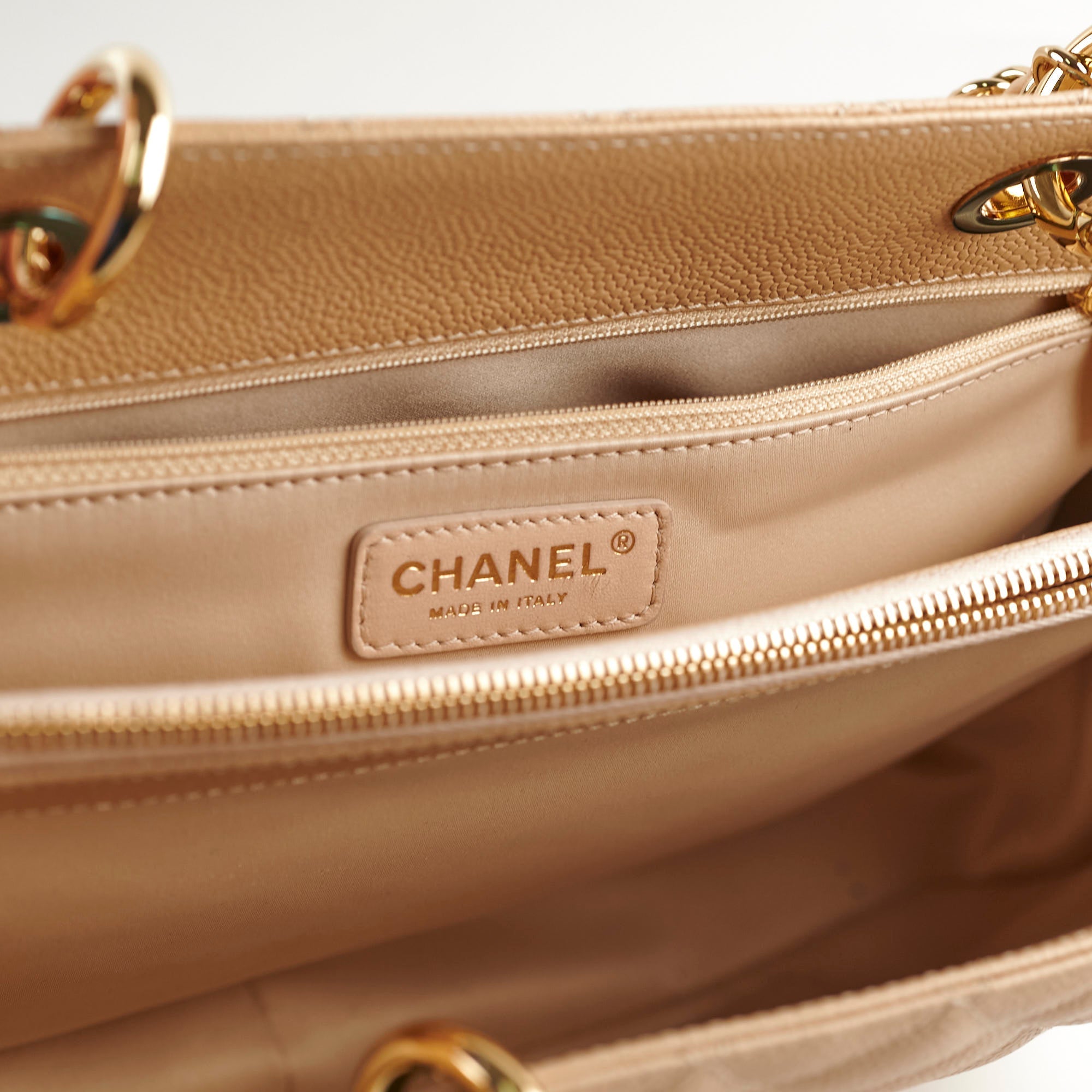 Chanel Caviar GST Grand Shopping Tote Beige