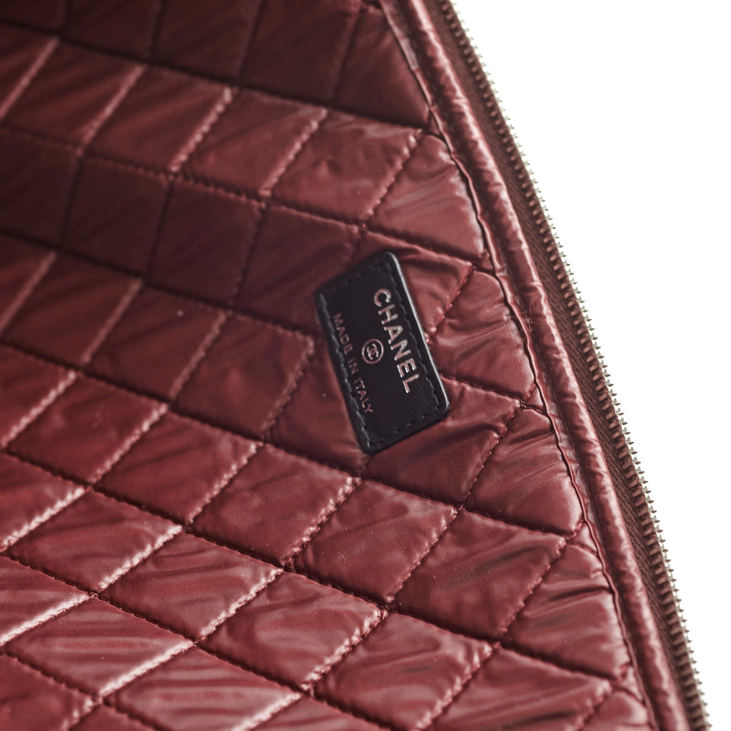 Chanel Quilted Laptop Zipper Case Black
