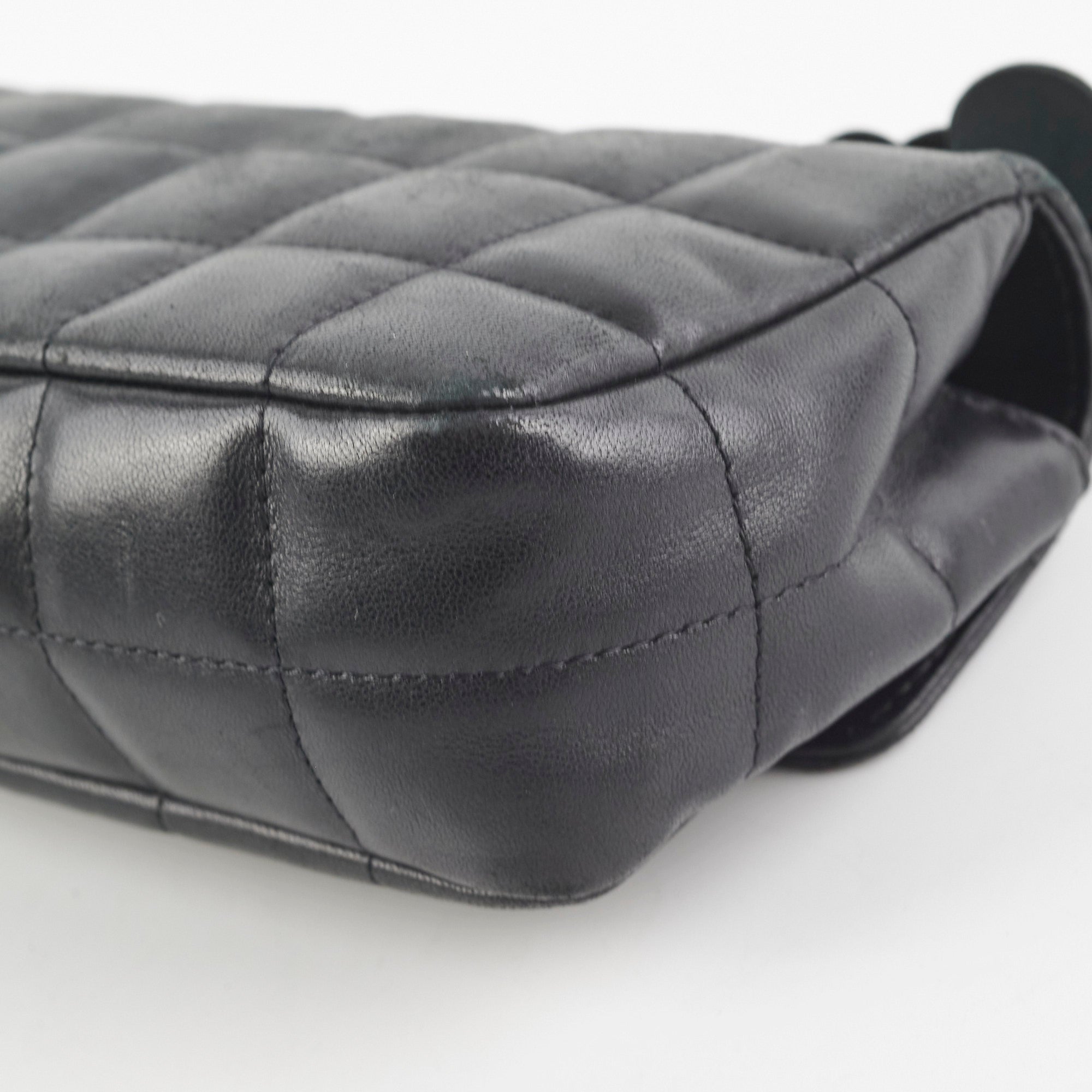 Chanel Seasonal Camelia Lambskin Mini Bag Black