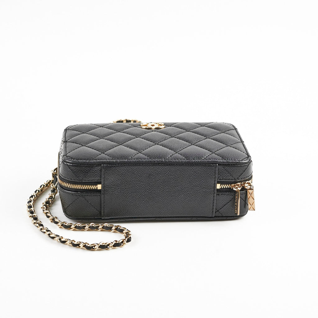 Chanel Caviar Vanity with Top Handle Microchipped Black