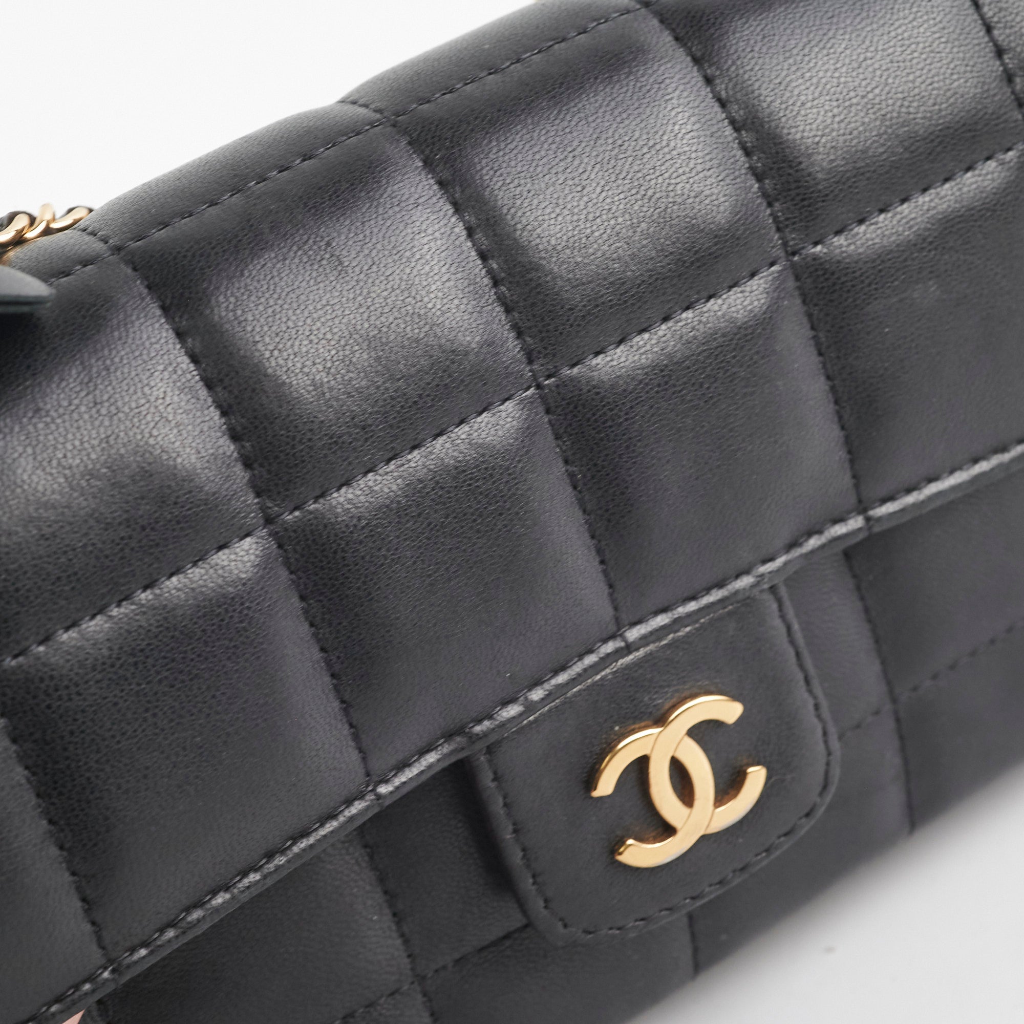 Chanel Seasonal Camelia Lambskin Mini Bag Black