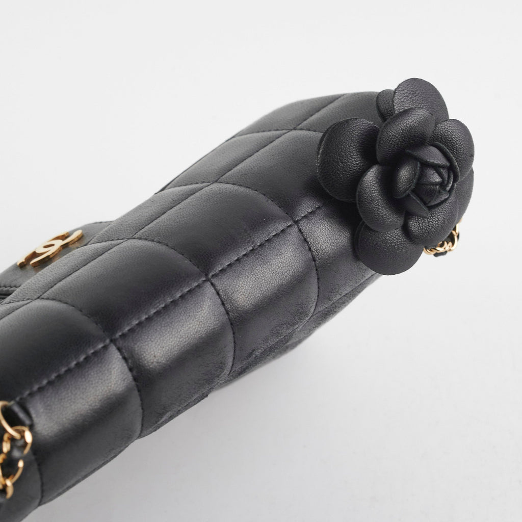 Chanel Seasonal Camelia Lambskin Mini Bag Black
