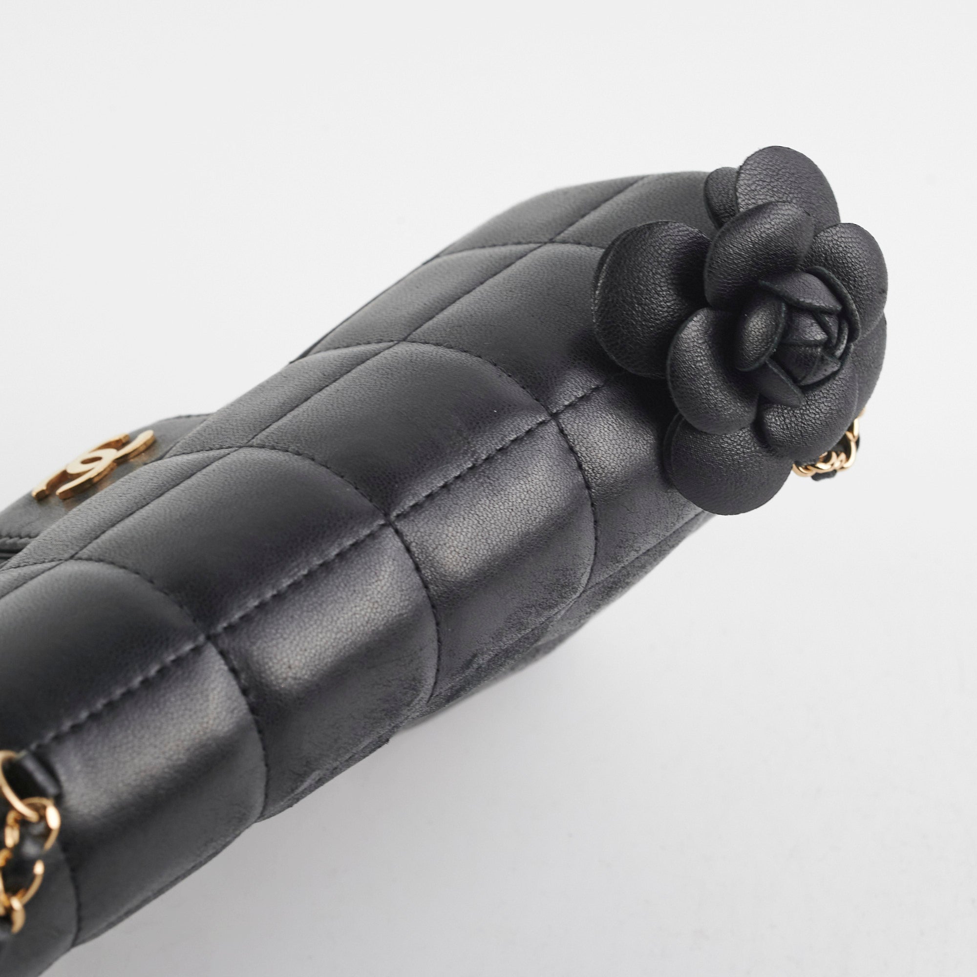 Chanel Seasonal Camelia Lambskin Mini Bag Black