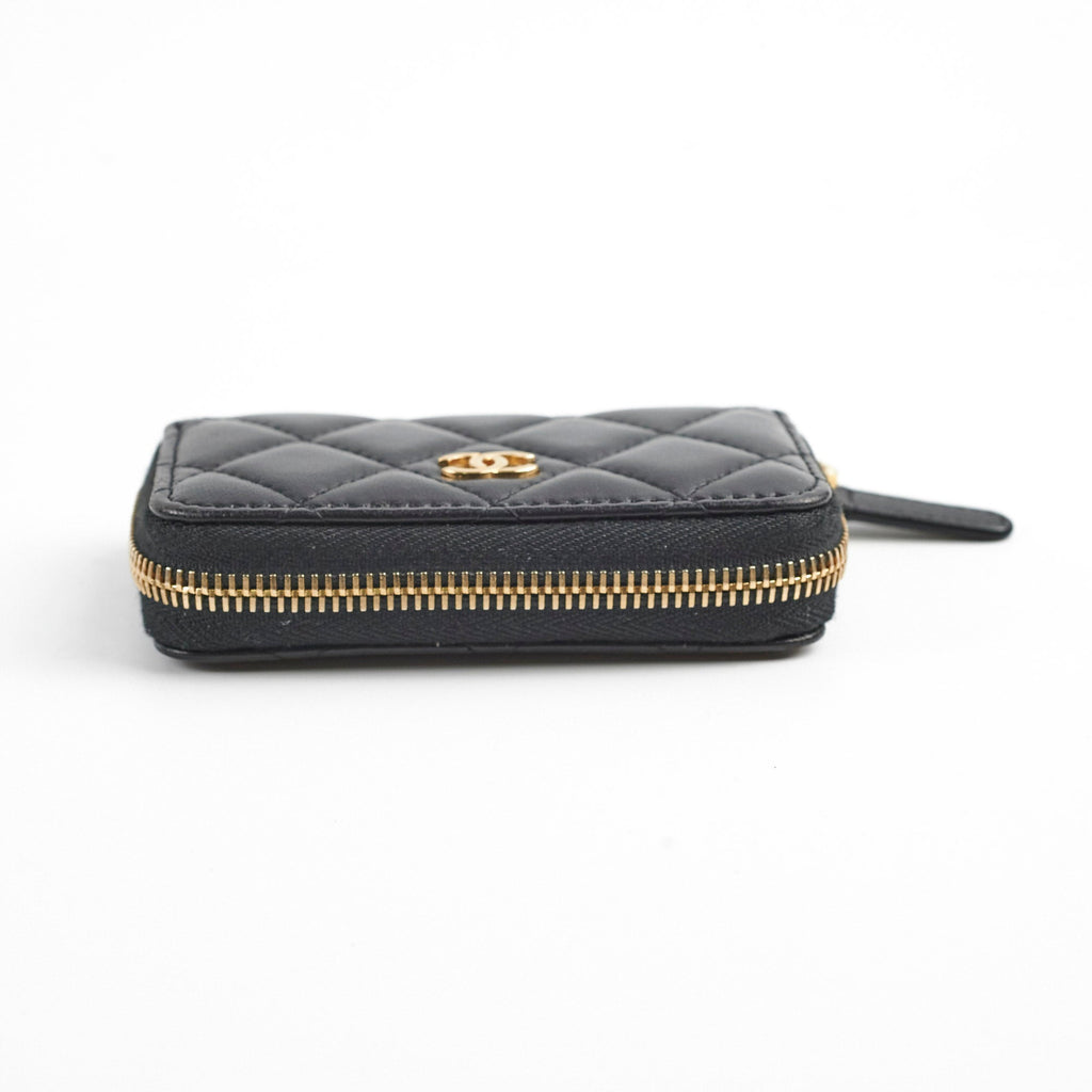 Chanel Zipper Cardholder Lambskin Black 22 Series