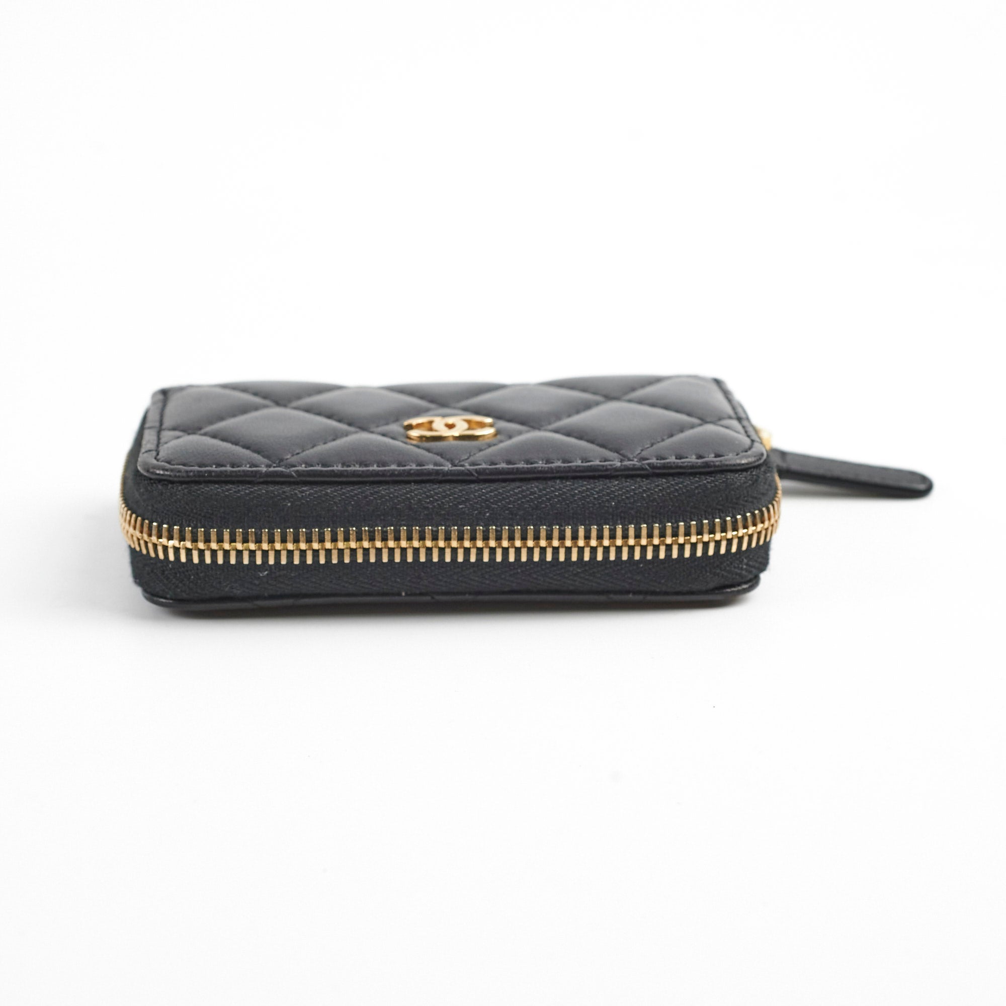 Chanel Zipper Cardholder Lambskin Black 22 Series