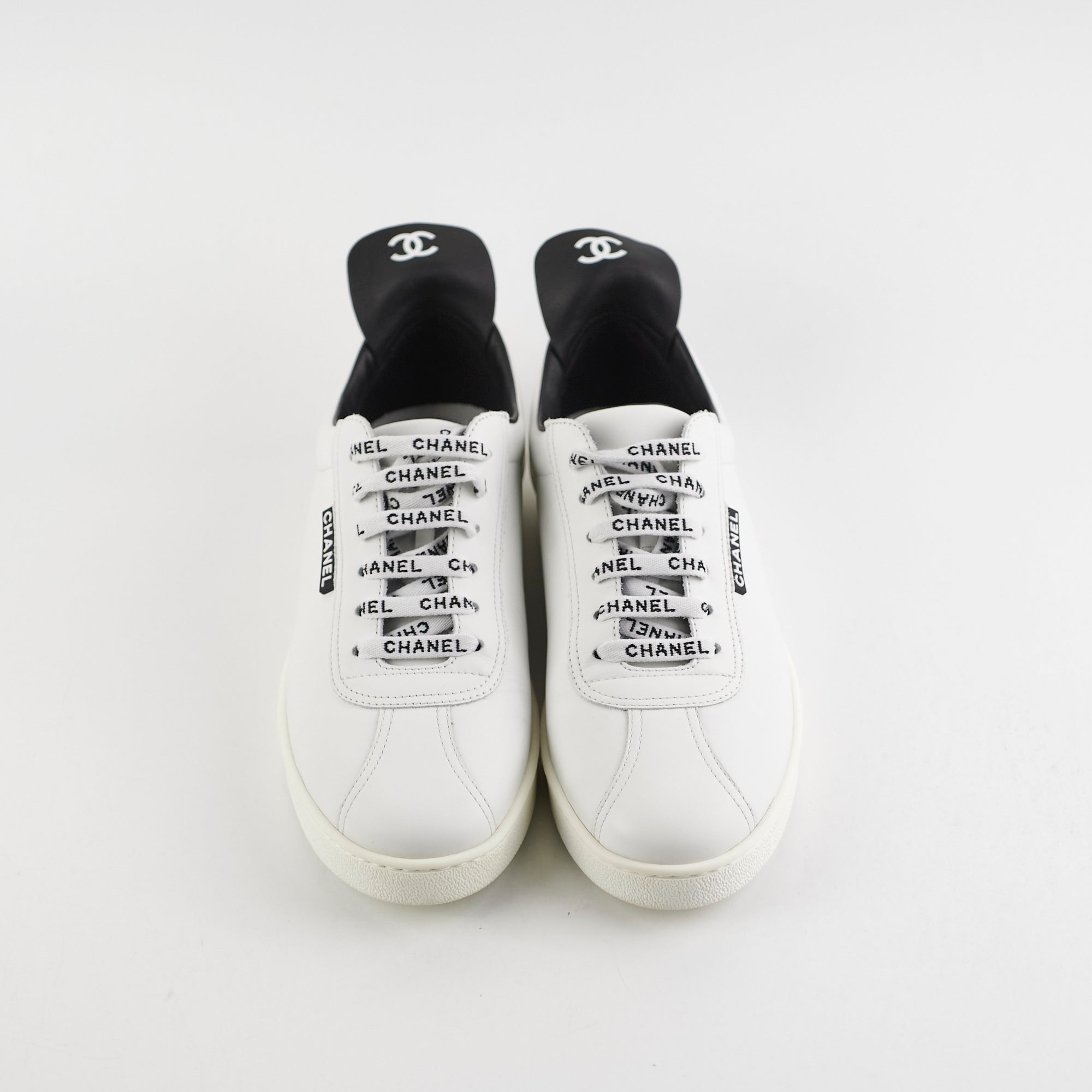 Chanel Laceup Sneakers White Size 40