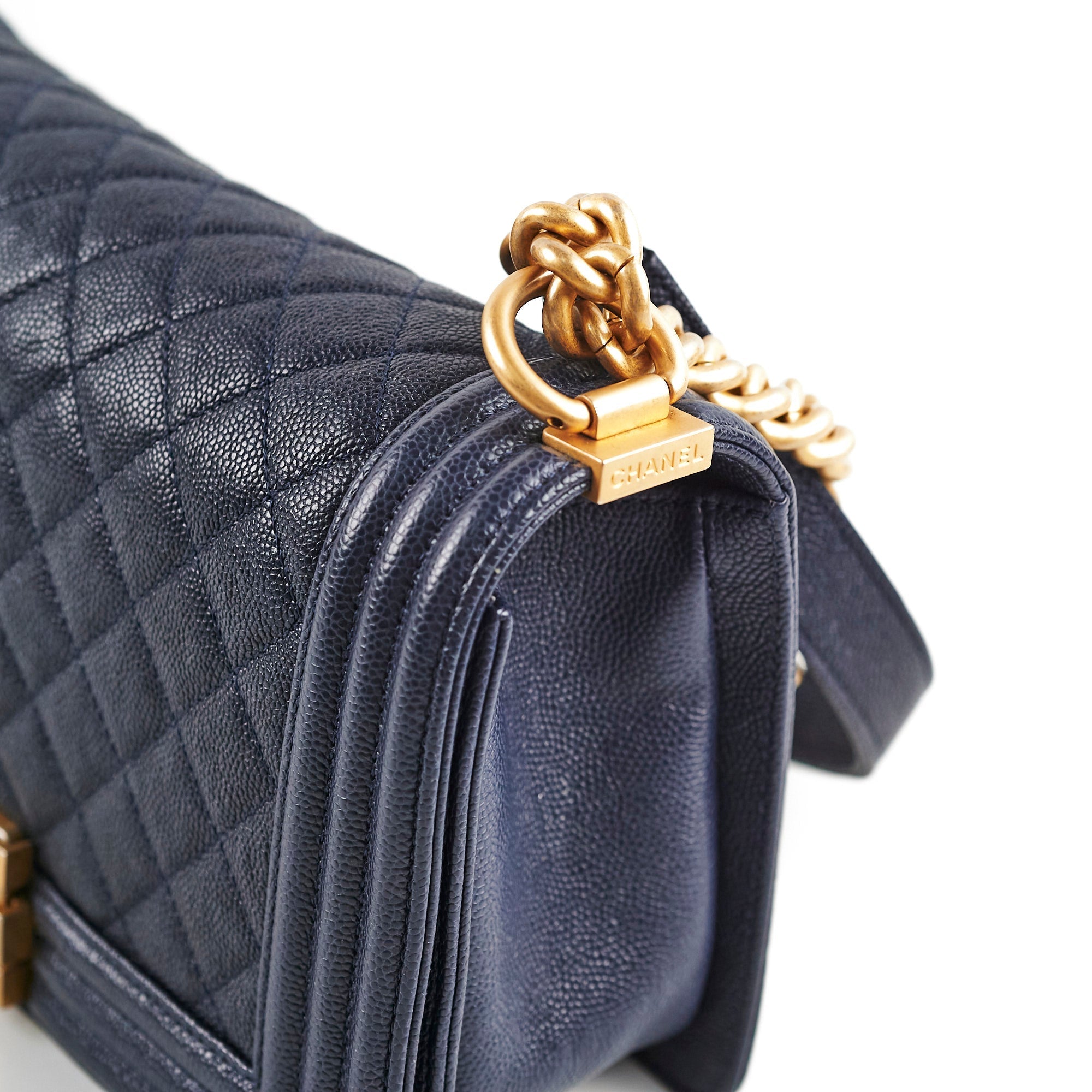 Chanel Caviar Old Medium Boy Navy 25 Series
