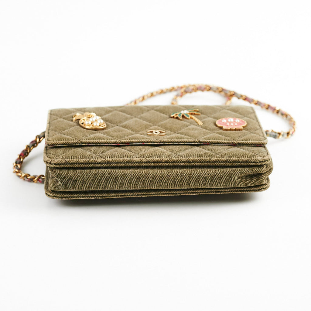 Chanel Wallet On Chain WOC Khaki Denim